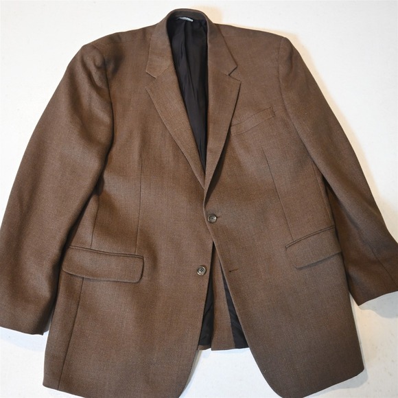 Jos. A. Bank 46L Brown 100% Wool Mens Blazer Suit Jacket Sport Coat